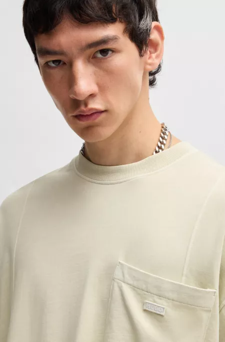 Cotton-jersey T-shirt with vertical seams