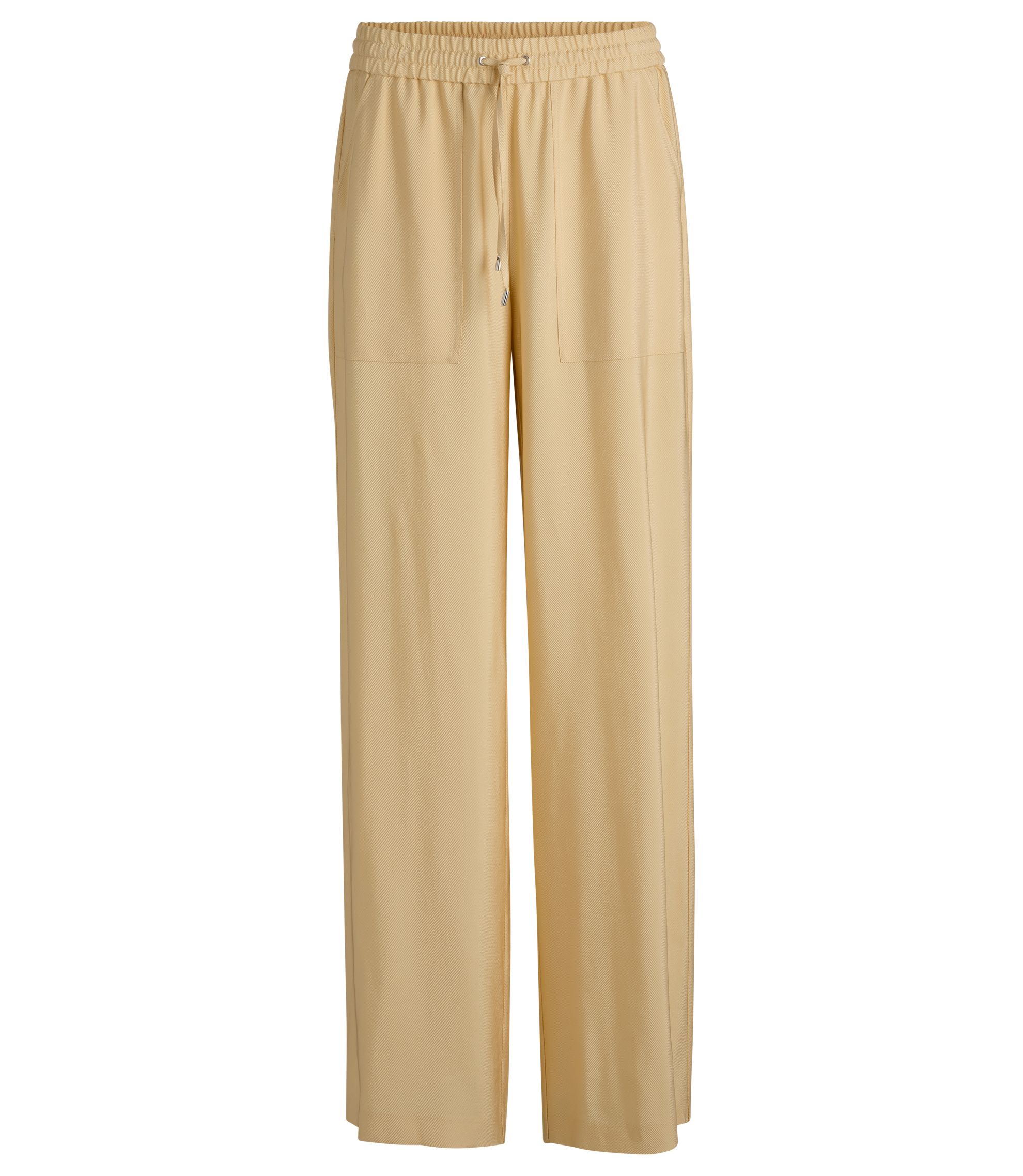 BOSS - Wide-leg drawcord trousers in soft twill - Light Beige