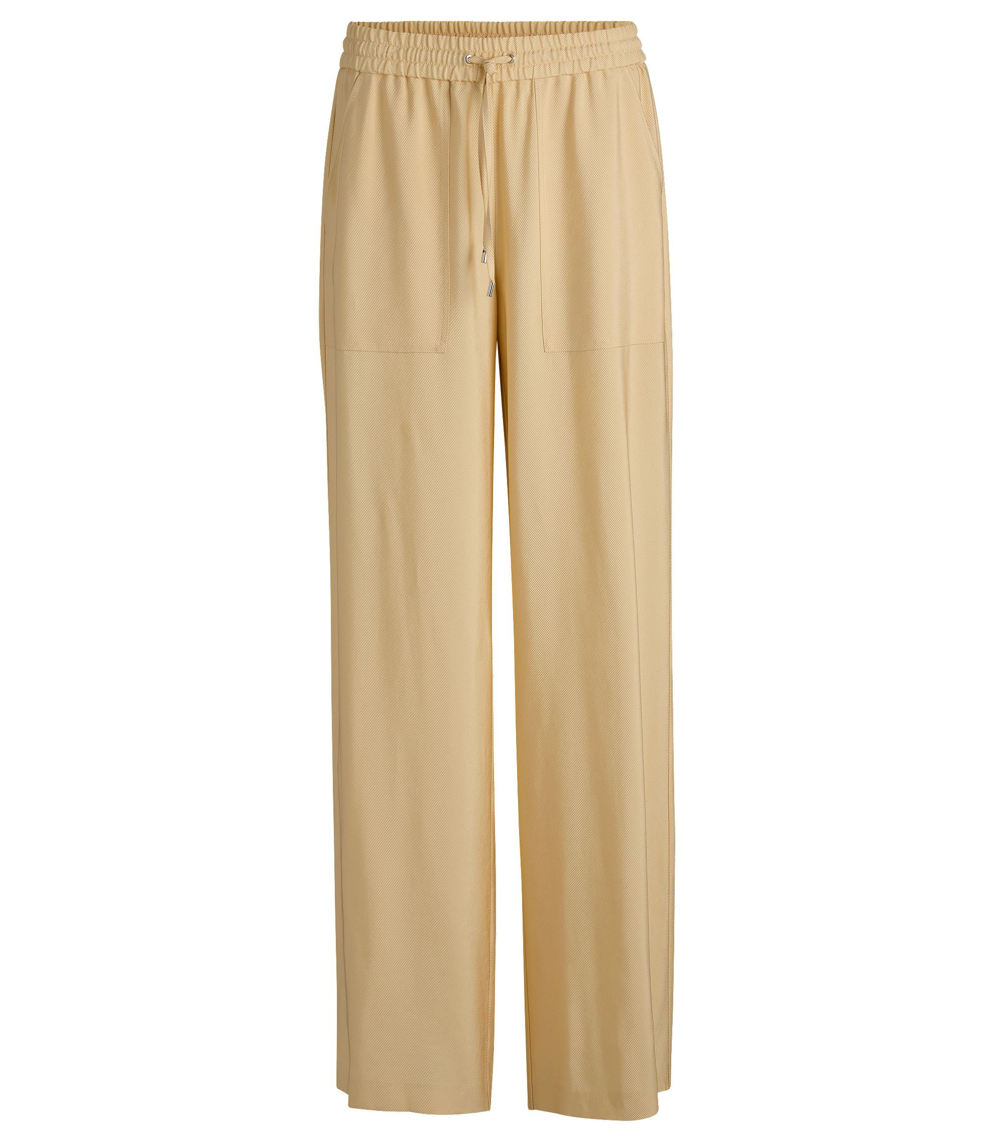 BOSS - Wide-leg drawcord trousers in soft twill - Light Beige BOSS - Wide-leg drawcord trousers in soft twill - Light Beige