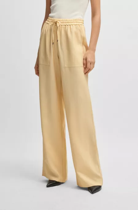 Wide-leg drawcord trousers in soft twill