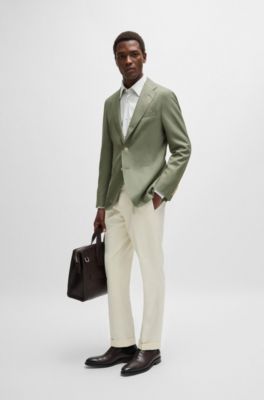 BOSS - Slim-fit jacket in micro-patterned wool