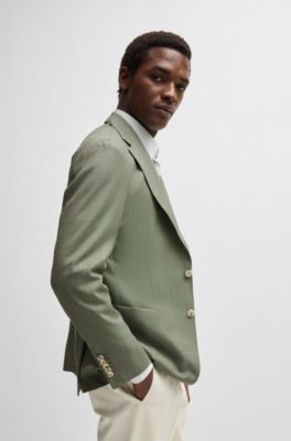 BOSS - Slim-fit jacket in micro-patterned wool