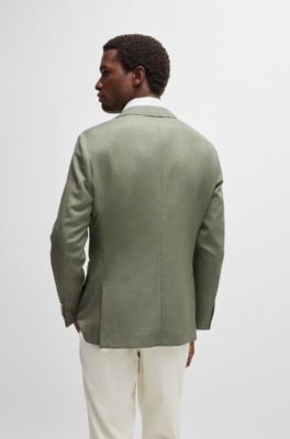BOSS - Slim-fit jacket in micro-patterned wool