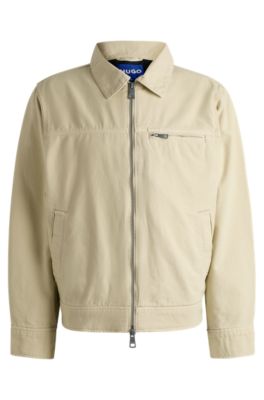 Regular-fit padded jacket in cotton canvas, Beige
