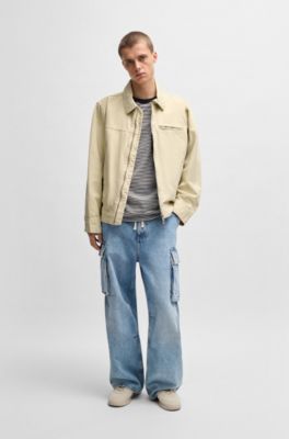 Regular-fit padded jacket in cotton canvas, Beige