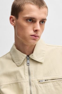 Regular-fit padded jacket in cotton canvas, Beige