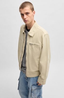 Regular-fit padded jacket in cotton canvas, Beige