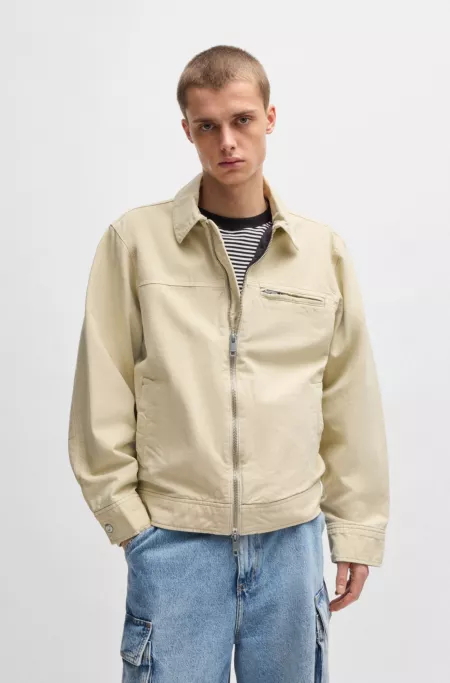 Regular-fit padded jacket in cotton canvas