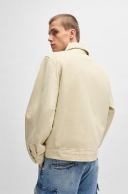 Regular-fit padded jacket in cotton canvas, Beige