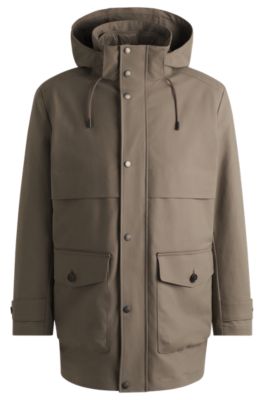 Down-blend hooded jacket with removable gilet, Light Green