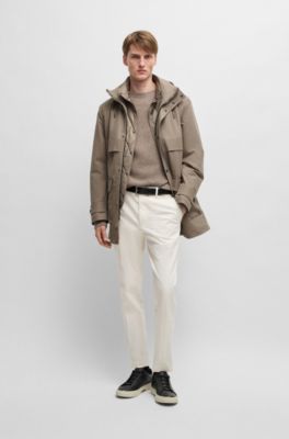 Down-blend hooded jacket with removable gilet, Light Green