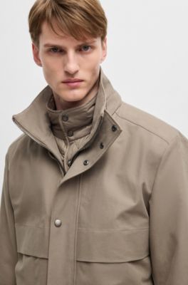 Down-blend hooded jacket with removable gilet, Light Green