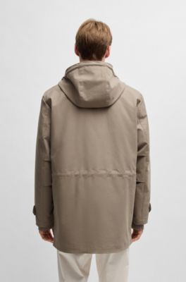 Down-blend hooded jacket with removable gilet, Light Green