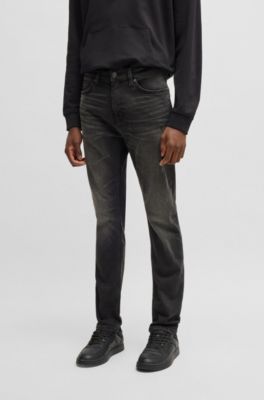 Slim-fit jeans in black stretch denim, Black