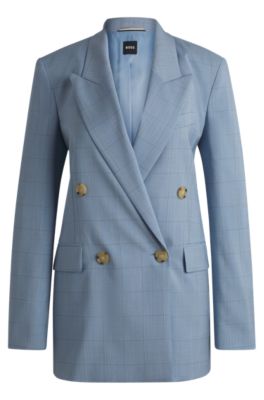 Regular-fit suit jacket checked wool