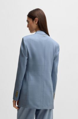 Regular-fit suit jacket checked wool