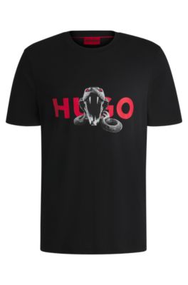 Tシャツ・カットソー Hugo Boss All over logo t-shirt HUGO - Oversized-fit T-shirt in cotton with decorative