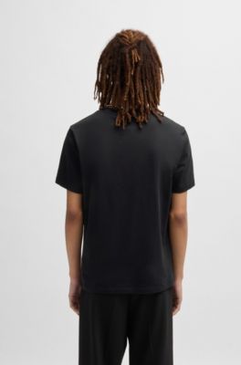 Regular-fit T-shirt in cotton with animal graphic, Black