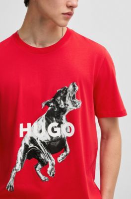Regular-fit T-shirt in cotton with animal graphic, Red
