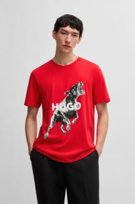 Regular-fit T-shirt in cotton with animal graphic, Red