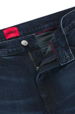 Slim-fit jeans in dark-blue stretch denim, Dark Blue
