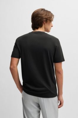 Cotton-jersey T-shirt with racing logo print, Black