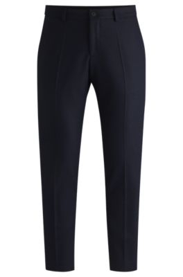 Hugo Boss Slim-fit Trousers In Stretch Flannel In Dark Blue