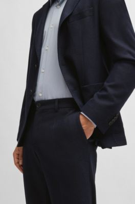Slim-fit trousers in stretch flannel, Dark Blue
