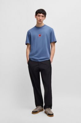 Cotton-jersey T-shirt with racing logos, Light Blue