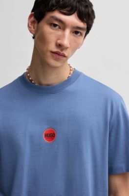 Cotton-jersey T-shirt with racing logos, Light Blue