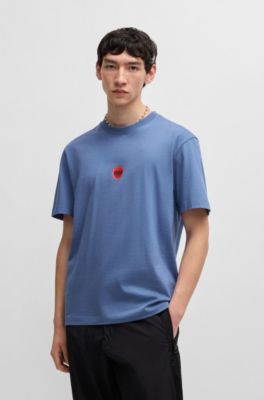 Cotton-jersey T-shirt with racing logos, Light Blue