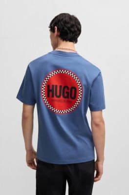 Cotton-jersey T-shirt with racing logos, Light Blue