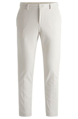 Hugo Boss Slim-fit Trousers In Performance-stretch Corduroy In White