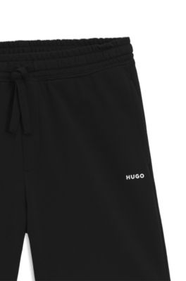 Shorts de felpa de algod&oacute;n con logo estampado, Negro