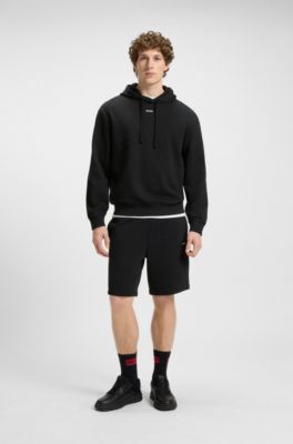 Shorts de felpa de algod&oacute;n con logo estampado, Negro