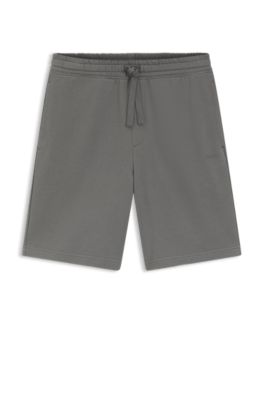 Cotton-terry shorts with logo print, Dark Grey