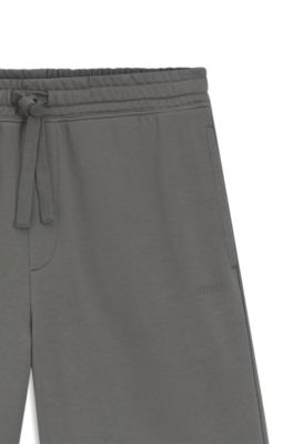 Short en molleton de coton avec logo imprim&eacute;, Gris sombre