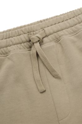 Shorts de felpa de algod&oacute;n con logo estampado, Marr&oacute;n