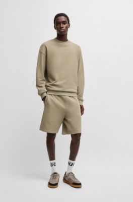 Shorts de felpa de algod&oacute;n con logo estampado, Marr&oacute;n