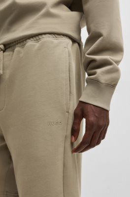 Shorts de felpa de algod&oacute;n con logo estampado, Marr&oacute;n