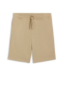 Cotton-terry shorts with logo print, Beige