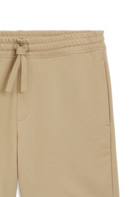 Shorts de felpa de algod&oacute;n con logo estampado, Beige