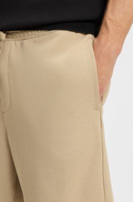 Short en molleton de coton avec logo imprim&eacute;, Beige