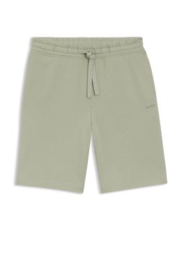 Short en molleton de coton avec logo imprim&eacute;, Chaux