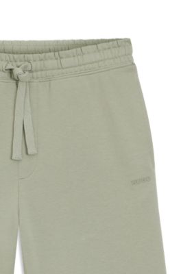 Short en molleton de coton avec logo imprim&eacute;, Chaux