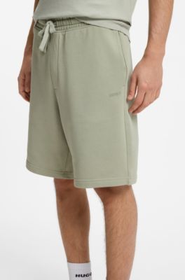 Cotton-terry shorts with logo print, Light Green