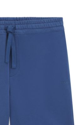 Cotton-terry shorts with logo print, Blue