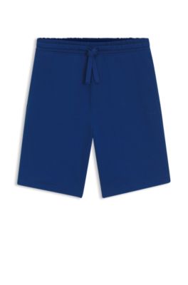 Cotton-terry shorts with logo print, Light Blue