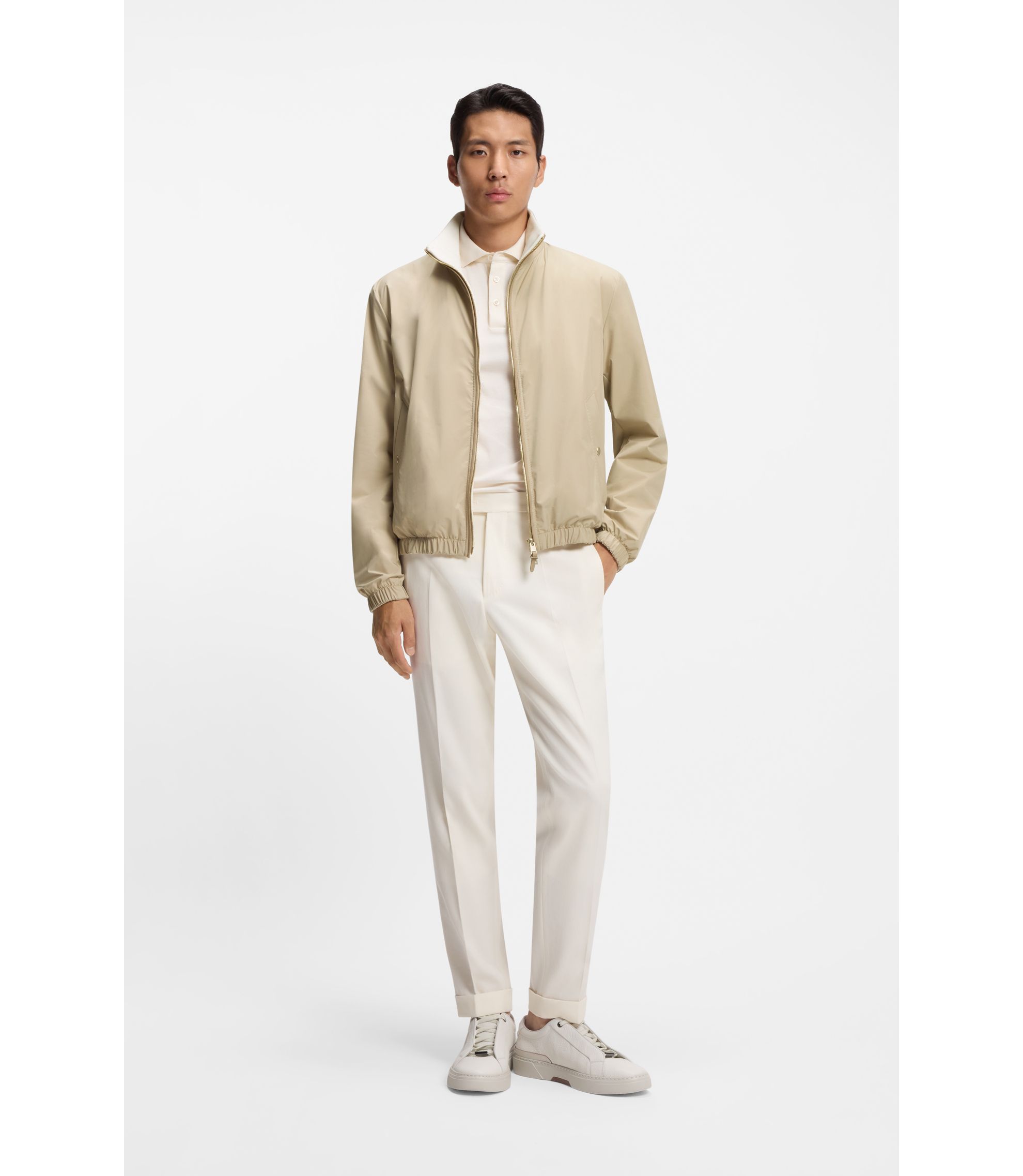 BOSS - Reversible jacket in peached fabric - Khaki