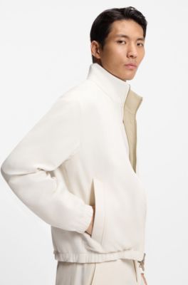 Veste zipp&eacute;e r&eacute;versible en tissu doux, Kaki